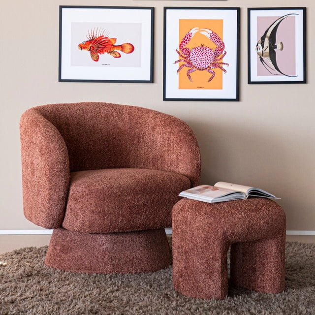 Drehbarer Loungesessel Balou Bouclé Terrakotta - By Boo - DesignWe.Love