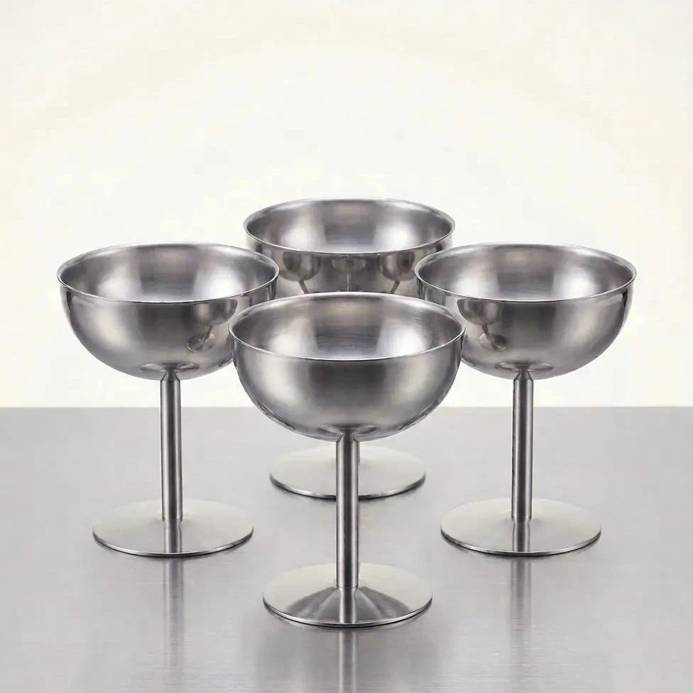 Eisbecher Chrom – Edelstahl Eisbecher 4er Set –