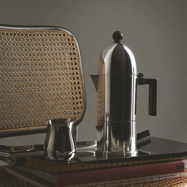 Espressokocher La Cupola Chrom - Schwarz, Induktion - Alessi - DesignWe.Love