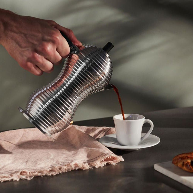 Alessi Pulcina Espressokocher Induktion Chrom/Schwarz, Detail