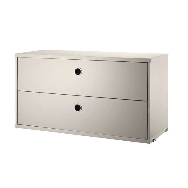 String Schubladenschrank 78×30cm Beige – Schubladenelement für das String Regal