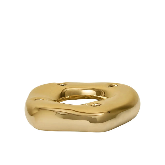 ferm LIVING Bellure Ring Brass Finish – moderner Adventskranz Kerzenhalter in Gold