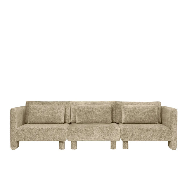 ferm LIVING Dase modulares Sofa in Poppy Velvet Butter/Black – Dreisitzer aus Modulen