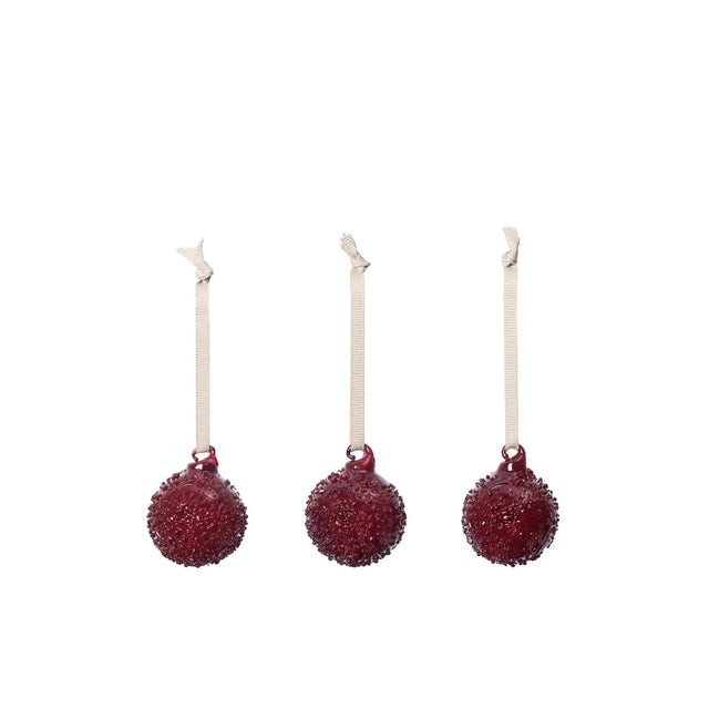 ferm LIVING Flurry Christbaumkugeln S Picante Red – kleine rote Glaskugeln 3er-Set
