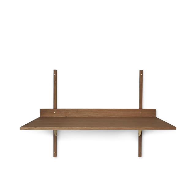 Wandschreibtisch aus geräucherter Eiche mit Messing