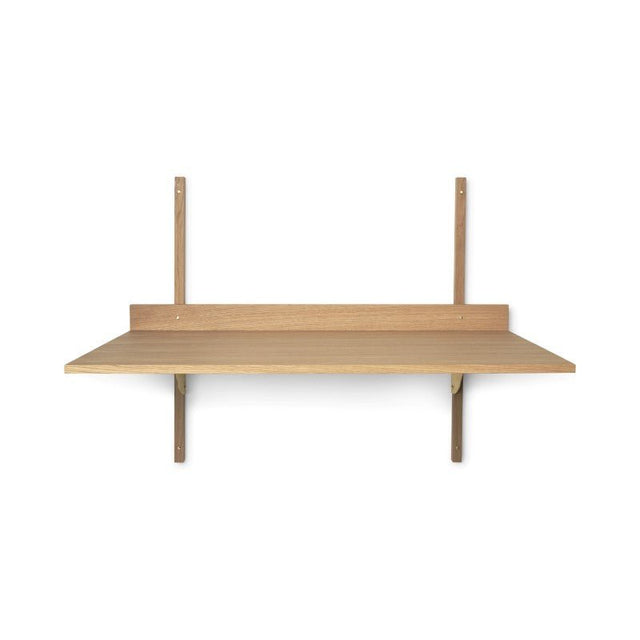 ferm LIVING Sector Desk – Wandschreibtisch aus Eiche natur mit poliertem Messing, 87 cm breit