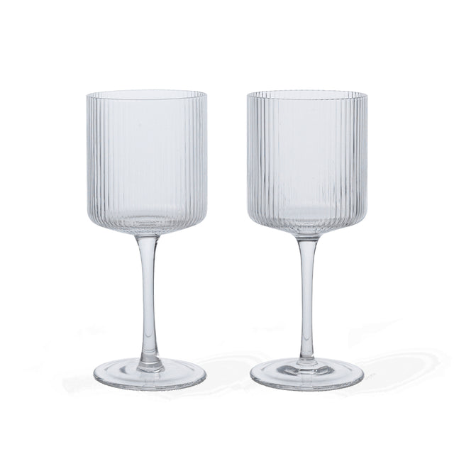 Gläser für Weißwein Ripple, 2er Set klar - ferm LIVING
