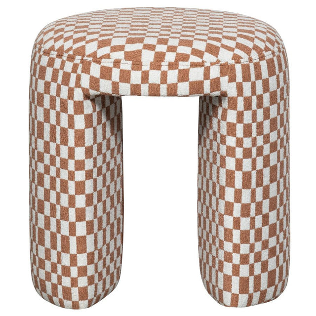 Gepolsterter Hocker Charlie Orange mit Karomuster - Woood - DesignWe.Love