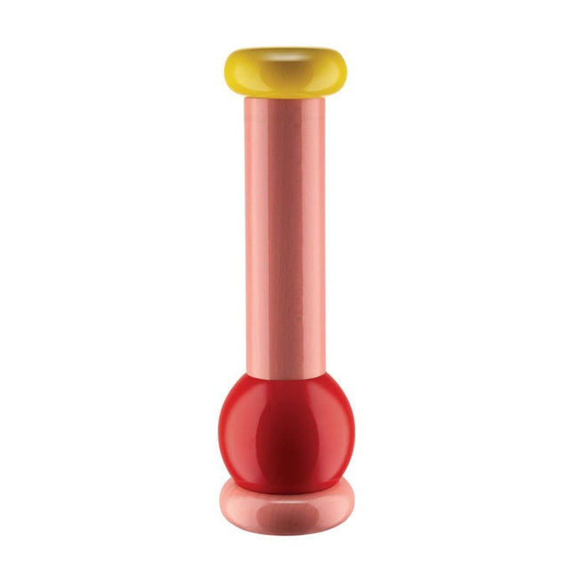 Alessi Twergi Gewürzmühle groß in Rosa, Rot und Gelb, Salz- und Pfeffermühle von Ettore Sottsass