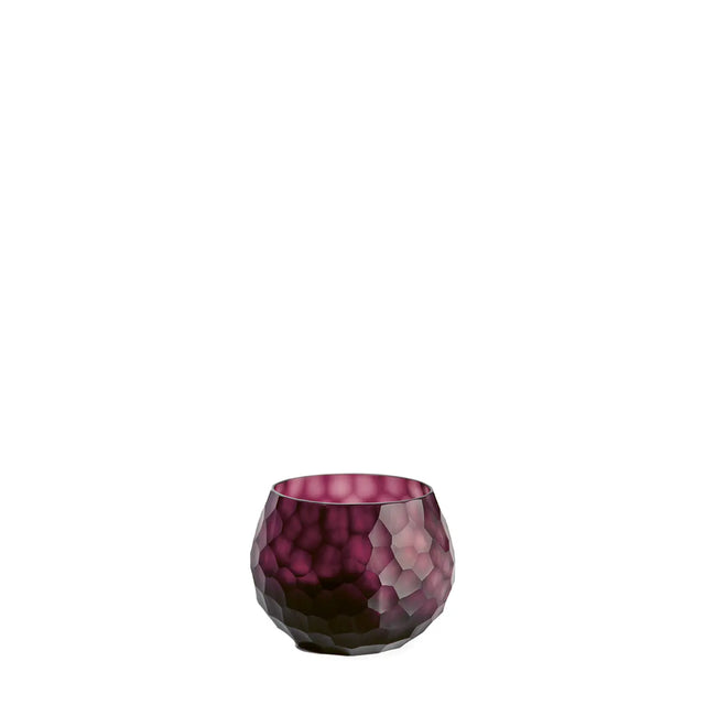 GUAXS Somba Teelicht Amethyst – mundgeblasenes Glasteelicht mit Wabenstruktur, H 8 cm