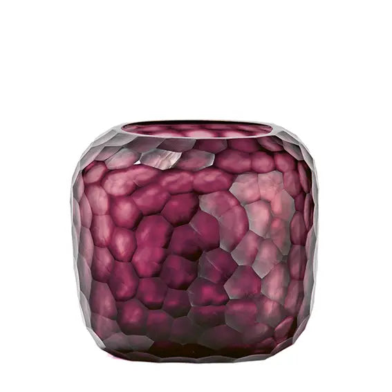 GUAXS Somba Vase L Amethyst – mundgeblasene Glasvase mit Wabenstruktur, H 26 cm