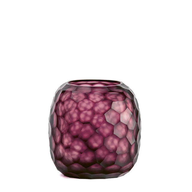 GUAXS Somba Vase M Amethyst – mundgeblasene Glasvase mit Wabenstruktur, H 20 cm