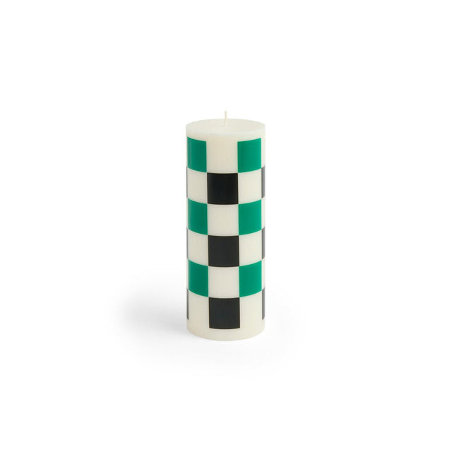 Column Candle Stumpenkerze Medium Off-White Gruen Schwarz - HAY