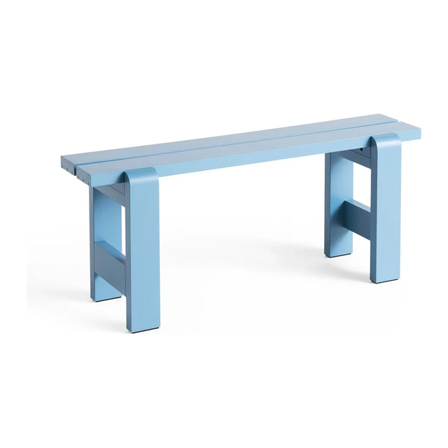 HAY Weekday Bench Outdoor Holzbank Azurblau, 111 cm