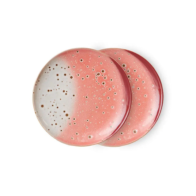 HKliving 70s Ceramics Dessertteller Lychee im 2er Set – Keramikteller in Rosa und Creme
