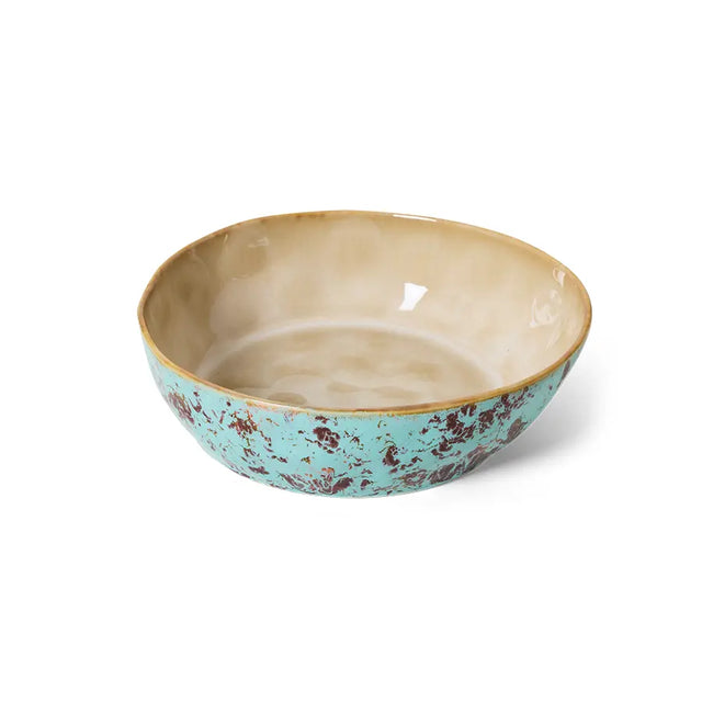 HKliving Pastateller Patina – Einzelaufnahme der Pasta Bowl mit gesprenkelter Glasur