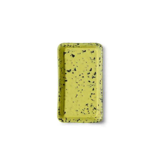 HKliving 70s Ceramics XS Tablett Corn – Stoneware 13,6×7,7 cm, lebhaftes Gelb, Sprenkel-Oberfläche, handglasiert, KST0223