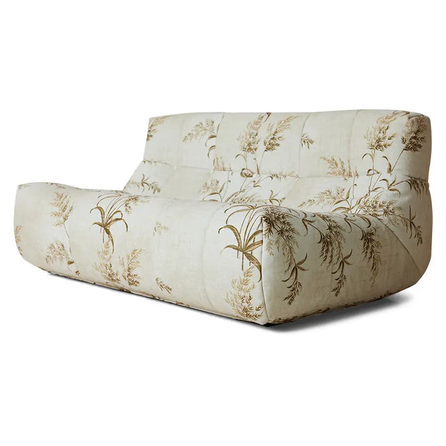 HKliving Lazy Lounge Bench im Bezug Reeds – Loungesofa mit floralem Muster in Erdtönen