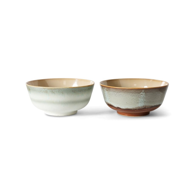 HKliving Ramen Schüssel Set Verge – zwei 70s Ceramics Ramen Bowls aus Keramik, Ø 19 cm