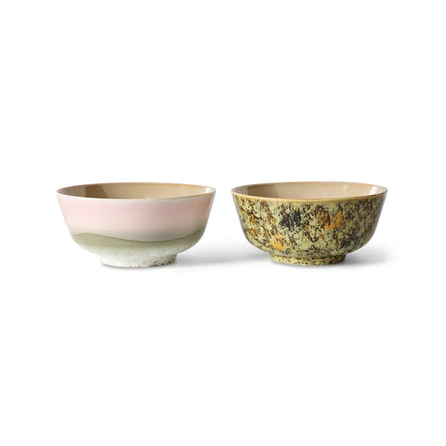 HKliving Ramen Schüssel Set Ascend – zwei 70s Ceramics Ramen Bowls aus Keramik, Ø 19 cm