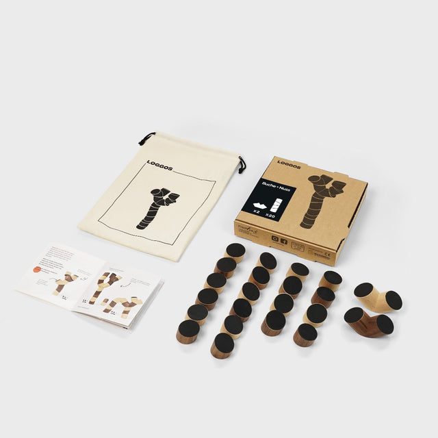 Holzbausteine LOGGOS- Set M Buche/Nuss  - Frechling