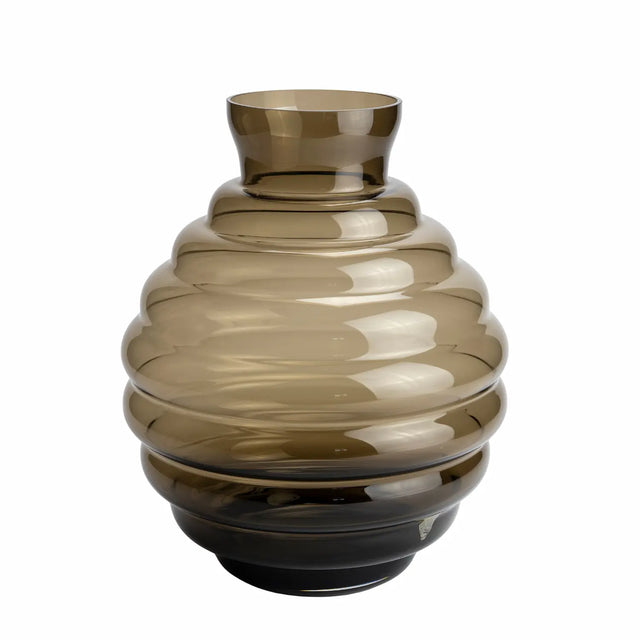 ISAA Vase Arothron freigestellt, bauchige Vase Glas braun 30x36,5 cm
