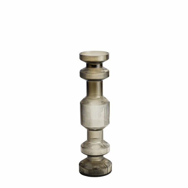ISAA Vase-Kerzenständer Ara braun, geripptes Glas, hohe Vase 46,5 cm