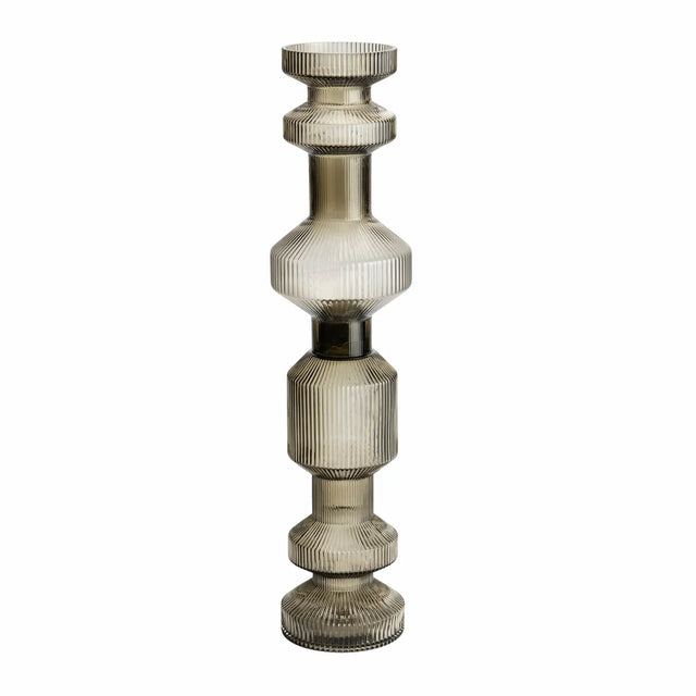 ISAA Vase-Kerzenständer Ara braun, geripptes Glas, hohe Vase 61 cm