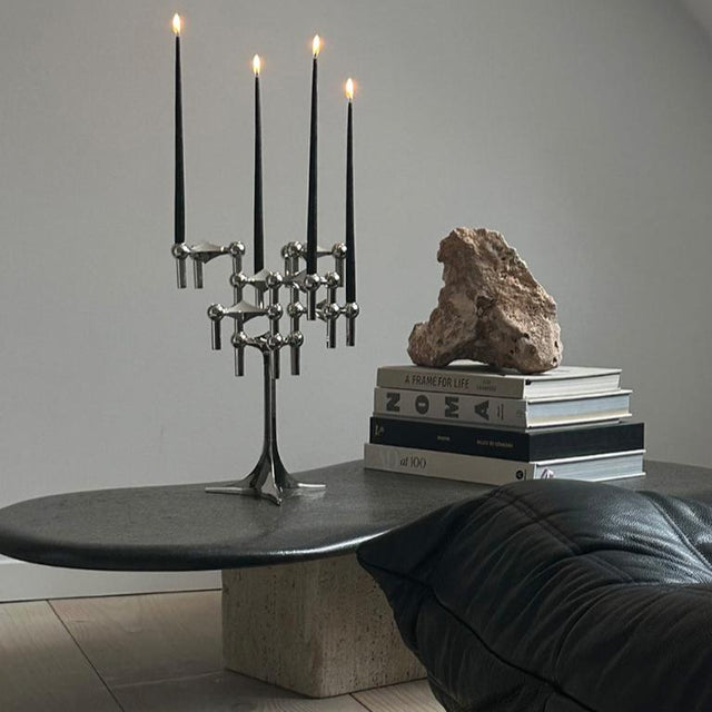 Kerzenständer Chrom 26cm hoch - Stoff Nagel - DesignWe.Love