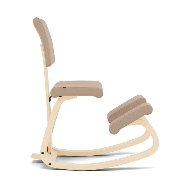 Varier Kniestuhl Variable Plus mit Rückenlehne, Holzfarbe Esche natur, Bezug Beige (Tonal 61180) – Ansicht 2