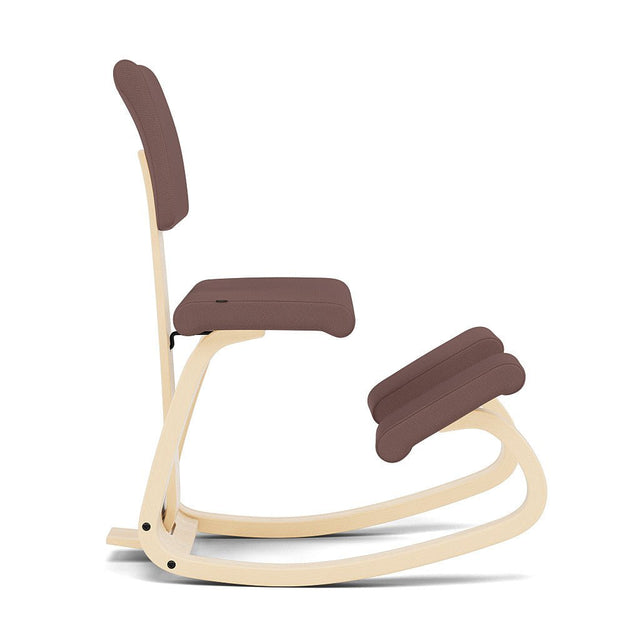 Varier Kniestuhl Variable Plus mit Rückenlehne, Holzfarbe Esche natur, Bezug Braun (Tonal 64211) – Ansicht 2