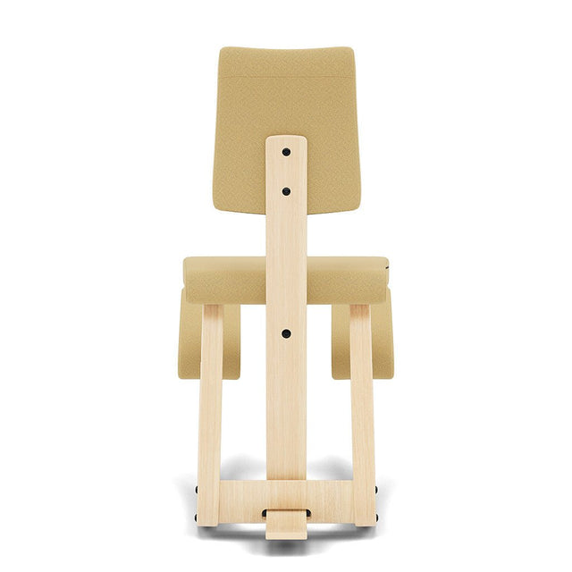 Varier Kniestuhl Variable Plus mit Rückenlehne, Holzfarbe Esche natur, Bezug Hellgelb (Tonal 62156) – Ansicht 3