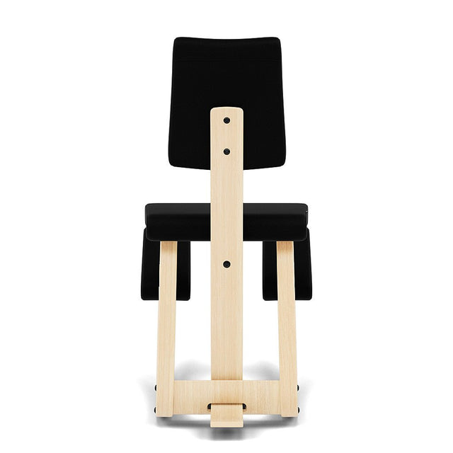 Varier Kniestuhl Variable Plus mit Rückenlehne, Holzfarbe Esche natur, Bezug Schwarz (Tonal 60999) – Ansicht 3