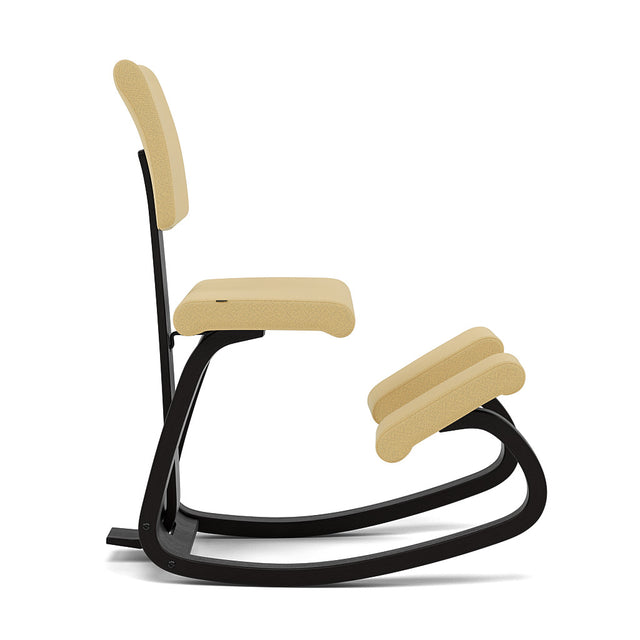 Kniestuhl mit Rückenlehne Variable Plus (Schwarz/Hellgelb) - Varier Furniture