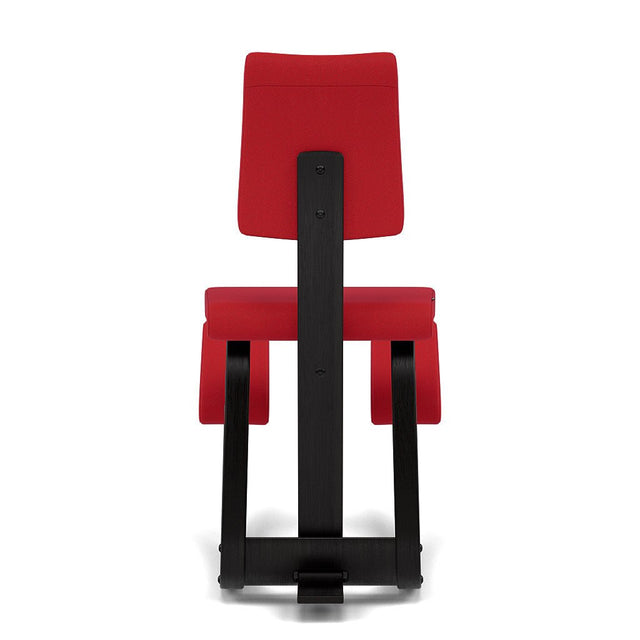 Varier Kniestuhl Variable Plus mit Rückenlehne, Holzfarbe Esche schwarz, Bezug Rot (Tonal 64208) – Ansicht 3