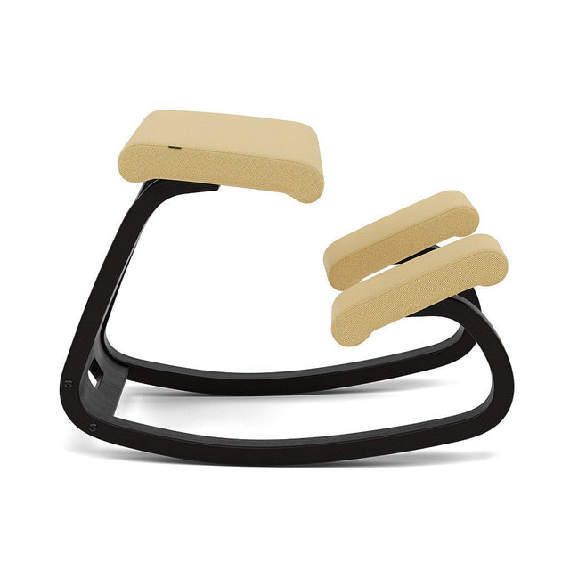 Varier Kniestuhl Variable, Holzfarbe Esche schwarz, Bezug Hellgelb (Tonal 62156) – ergonomischer Original Kniestuhl von Peter Opsvik