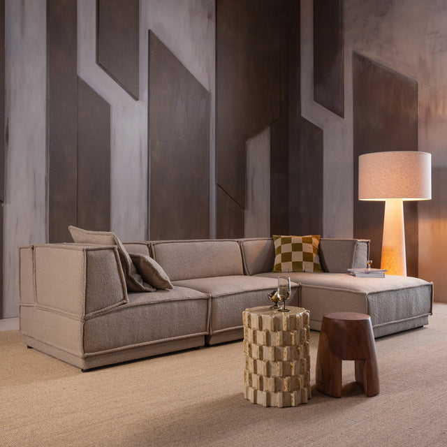 Manu Chaise Lounge Sofa Grob Chenille Natur (rechts) - WOOOD