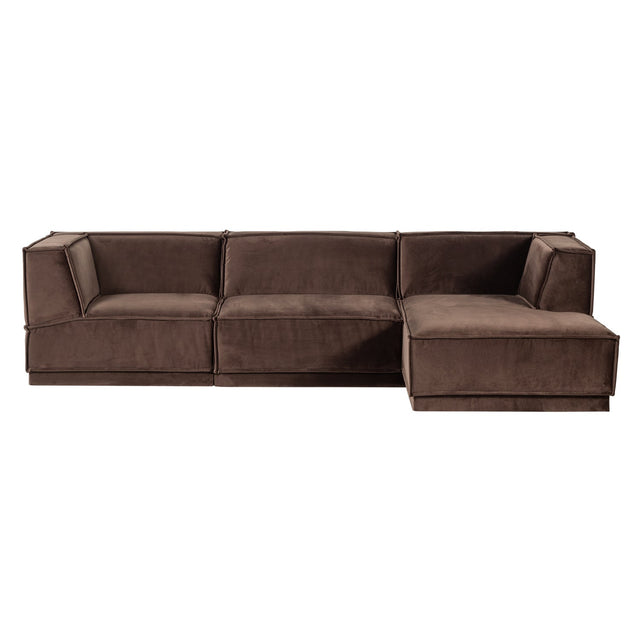 Manu Chaise Lounge Sofa Velvet Braun (rechts) - WOOOD