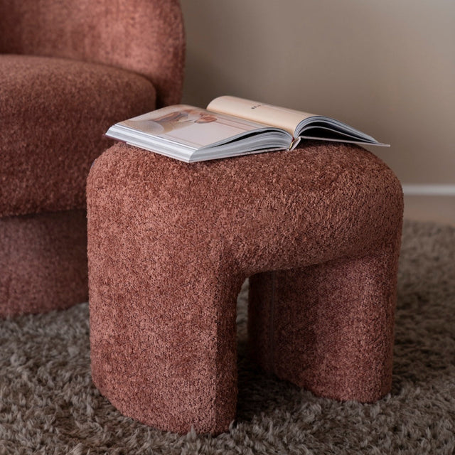 Polster Hocker Sahi Bouclé Terrakotta - By Boo