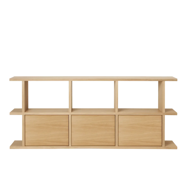 Regal Kona 3x2 Raster mit geschlossenen Schrankeinsätzen Eiche Natur - ferm LIVING - DesignWe.Love