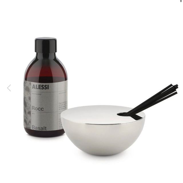 Alessi Rocc Raumduft Diffuser Basalt mit Duftstäbchen, Design von Michael Anastassiades