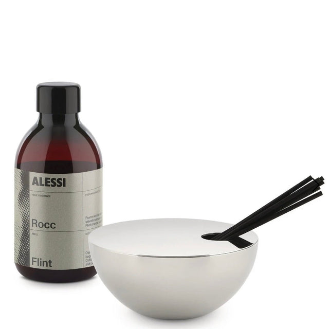 Alessi Rocc Raumduft Diffuser Flint mit Duftstäbchen, Design von Michael Anastassiades