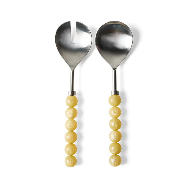 Salatbesteck HKliving Lemon Freisteller stehend – Edelstahl mit gelbem Perlengriff