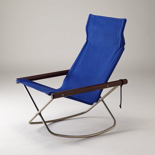 Schaukelstuhl Nychair X Blau/Dunkelbraun - Nychair X - DesignWe.Love