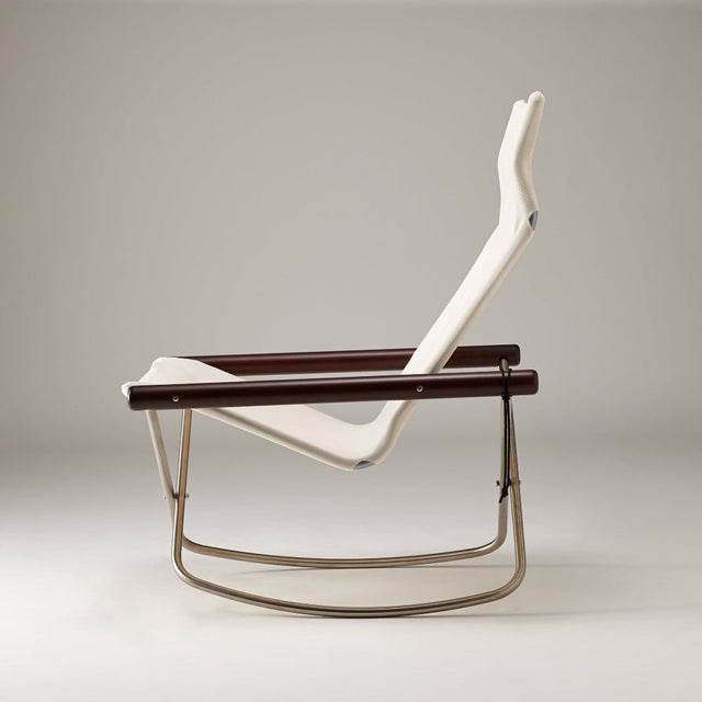 Schaukelstuhl Nychair X Weiss/Dunkelbraun - Nychair X - DesignWe.Love