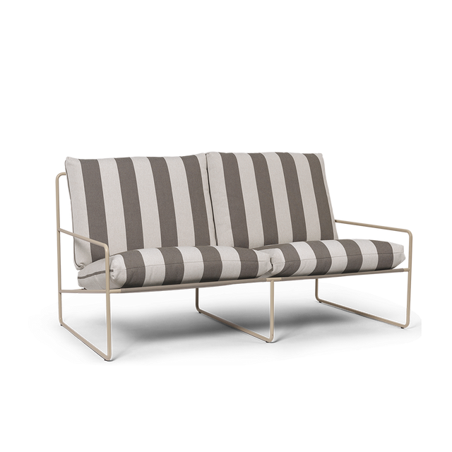 Sofa Desert 2-Sitzer gestreift Cashmere/Chocolate Outdoor - ferm LIVING