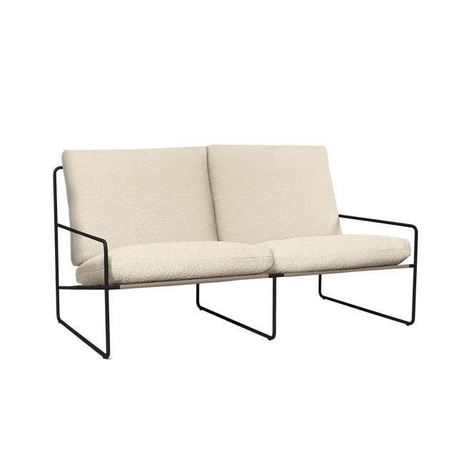 Sofa Desert 2-Sitzer Pure Bouclé/Schwarz Outdoor - ferm LIVING