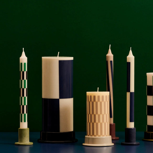 Stabkerze Pattern Candle Off White/Green/Black - HAY