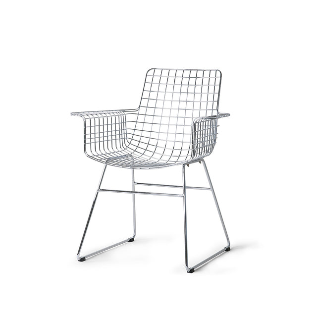 Stuhl Metall Wire mit Armlehnen chrom - HK Living