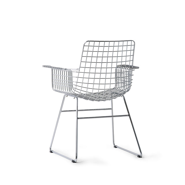 Stuhl Metall Wire mit Armlehnen chrom - HK Living